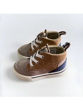 OshKosh B'gosh Tan, Brown & Navy Toddler High-Top Sneakers Size 7M, Toddler